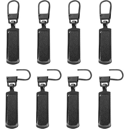 8 stk. lynlåsreparationstræk, lynlås, lynlåsgreb, lynlåsskyder, clip-on lynlås (sort)