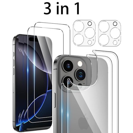 3-in-1 iPhone 16 pro Fram- & Baksida + Kameralinsskydd