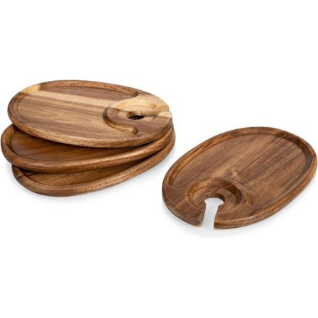 Vin Appetizer Tallerkener, Cocktail Tallerken med Glasholder, Ostebakke med Vinholder, 9 x 6, Sæt med 4