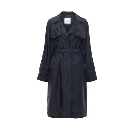 Moncler - Trenchcoats - Blå - Dam - Storlek: L, Dam, Storlek: L