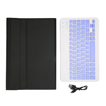 Mini trådlöst tangentbord 11 tum vattentätt ultratunt tyst skrivande bärbart tangentbord med läderfodral för Pad5 Pro5 svart