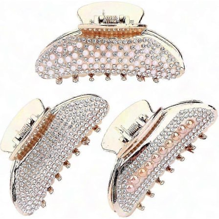 3-pack gnistrande hårklämmor med strass för kvinnor - Halkfria håraccessoarer med åtta klor