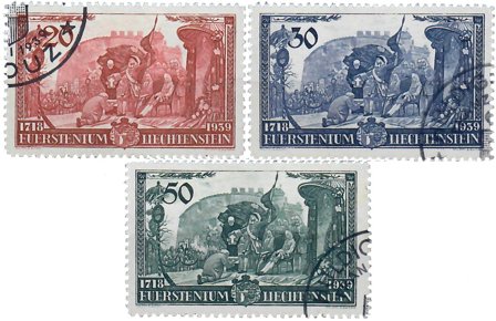 Liechtenstein 1939 - MICHEL 180-182 - Stemplet