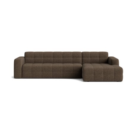 Paris Chaiselongue-Sofa, rechts, Modesto Braun, modernes Design mit Karomuster-Steppung, bequeme Polsterung für Wohnzimmer, Höhe 77cm.