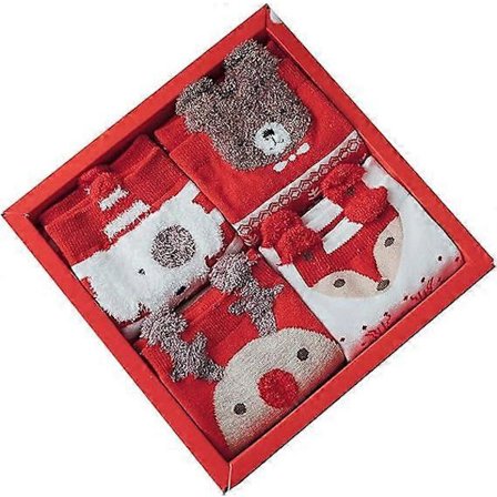 Julestrømper Gaveæske til Kvinder, 4 Par Søde Bomuldsstrømper til Damer Julegaver til Kvinder til at Holde Varmen om Vinteren Julegaver