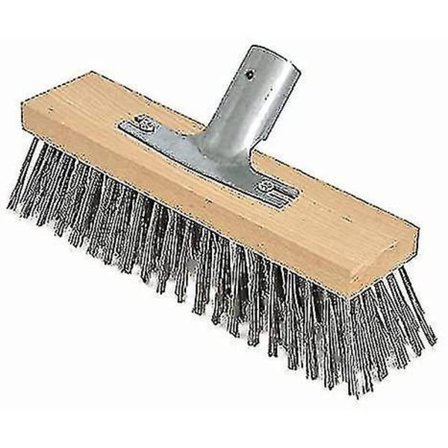 Stålborste Kost, 30 Cm Med Metalhåndtag Støtte - 28 Cm - Kost Hoved - Høj Kvalitet Bøg Træ Kroppen