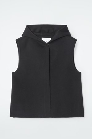 COS Femme Gilet Hybride À Capuche Double-Face in Noir