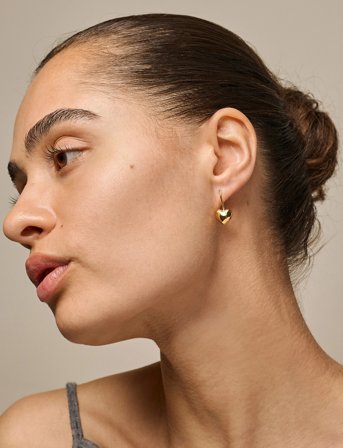 Enamel Copenhagen Earrings, Poma Drop Heart - Gold - ONE SIZE