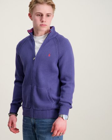 Polo Ralph Lauren Cotton Full-Zip Sweater Blauw Truien Jongens - Kids Brand Store