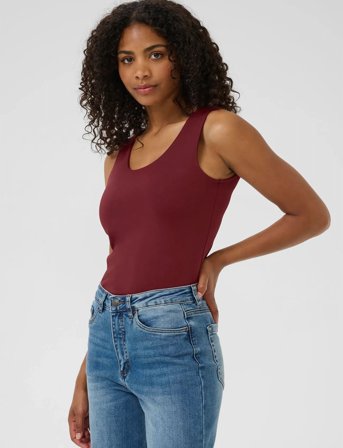 Kaffe Kaarina Jersey Top - Burgundy - M
