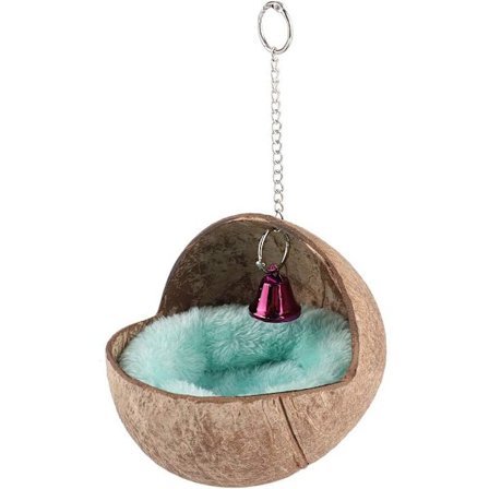 Naturlig kokosnötskal fågeluppfödningsbo sängbur kläckningsbo med matta