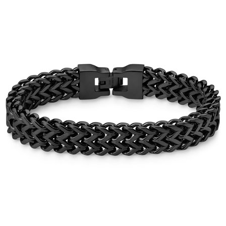 Bracciale a catena a coda di volpe in acciaio inossidabile nero per uomini - Bracciali in acciaio