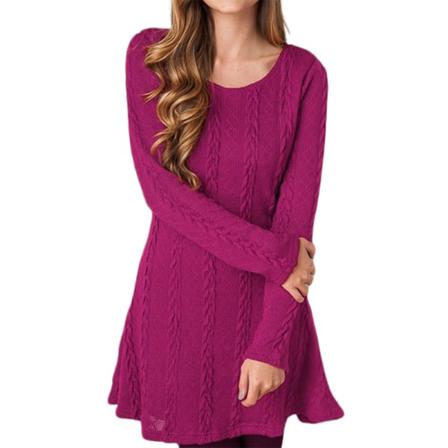 Kvinnor Långärmad Pullover Jumper A-line Vanlig Tröja Klänning