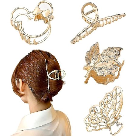 Gull Hårklyper, 4-pakning Metall Hårklype For Kvinner Jente, Sklisikker Søt Klype