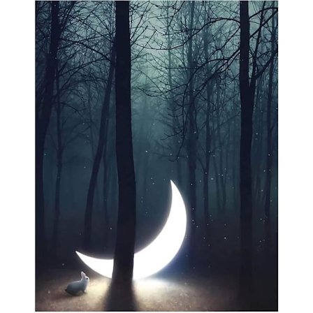 5D Diamantmålningssatser Måne efter nummer, Målning med diamanter A