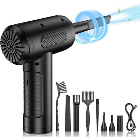 Trykkluftpistol, 3 hastigheter 91 000 o/min Tørr luft på boks PC-vifte, USB-oppladbar datamaskinrenser