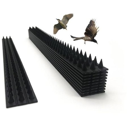 10-pak Plastik Fuglepigge - Høj Fleksibilitet, Tyverisikring til Hegn og Mur, Sort, af DEBUNS