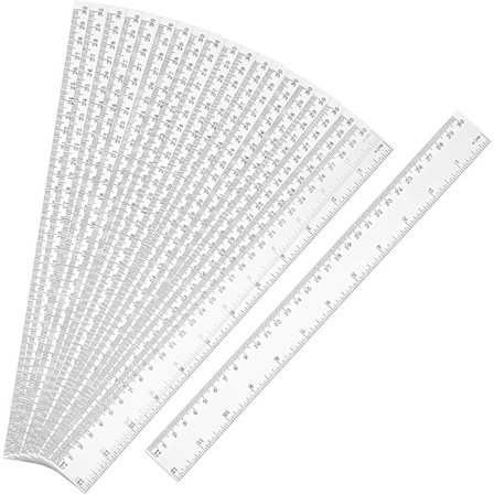 20-pack genomskinliga plastlinjaler 12 tum rak linjal flexibel linjal