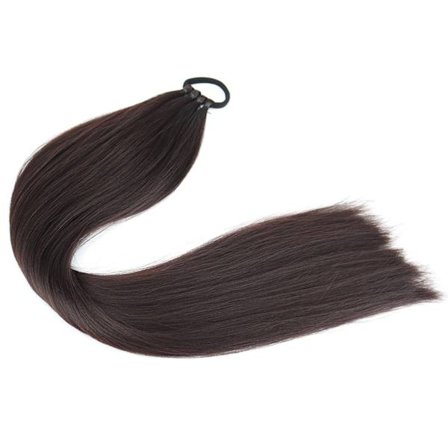 Syntetisk 24 tum lång rak elastisk gummihårring hästsvans Värmebeständig svart brun rak hästsvans hårförlängning