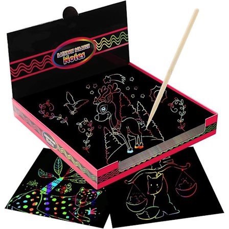 Skrabekort til børn, 100 stk. skrabepapir til børn med pen, skriblekort, magisk farve, kreativ gave til piger