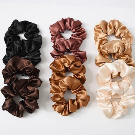 12 st Hårscrunchies i Satin och Siden, ZQKLA[YD]