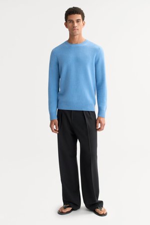 Soft Goat - Men's chunky crewneck - Men cashmere sweater - S - Azure