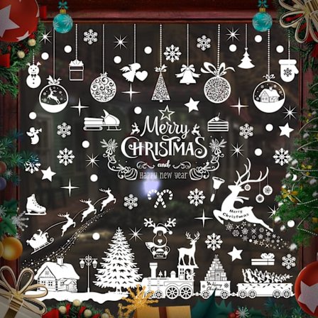 Juledekorasjon Vindu, Pakke med 9 Vindu Dekal Jule Selvklebende PVC Snøflak Dekorasjon Julevindu Dekorasjon Selv