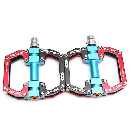 Maastopyörän polkimet Platform Alloy Maantiepyörän polkimet, musta+sininen+punainen