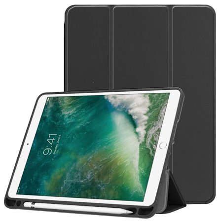 iPad 9.7 6th Gen (2018) Fodral Tri-Fold Med Pencil-hållare Svart