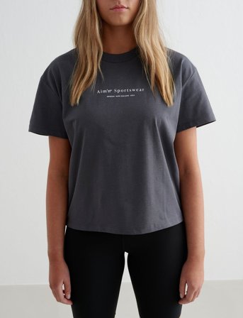 aim ́n Serif Boxy T-Shirt - Grey - L