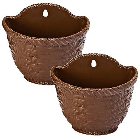 2 st Vägghängande Planter Vävd Blomkorg Staket Hängande Kruka för Inomhus Utomhus Räcke Staket Balkong Trädgård Heminredning Storlek L