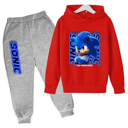 Sonic the Hedgehog Fleece Pullover Hoodie och Byxor Outfit Set Småbarn till Stora Barn Storlekar B