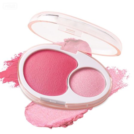 Creme Blush, Dobbelt Blush og Highlighter Palette, Opbyggelig Naturlig Finish til Kinder, Daglig Brug og Friske Hverdagslook