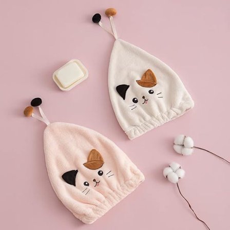 Sjovt kattehårstørrende håndklæder, 2 pakker mikrofiberhårhåndklæde wrap hår tørring