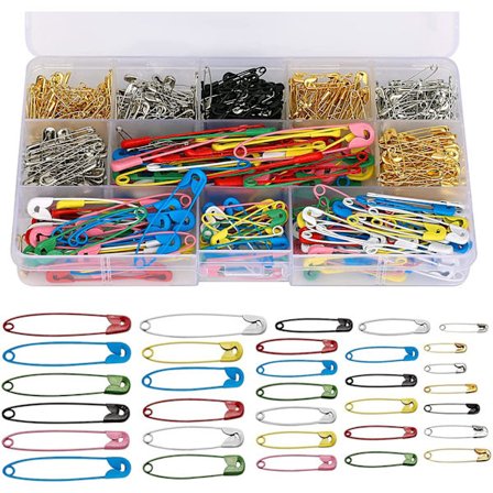 500 stk 7 størrelser store og små sikkerhetsnåler assortert 19mm 22m