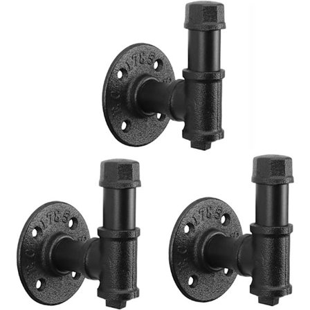 3 st Retro Industriell Hex Hook Kök och Badrum Hylla Över Väggkrok Kombination (Svart 3PCS),