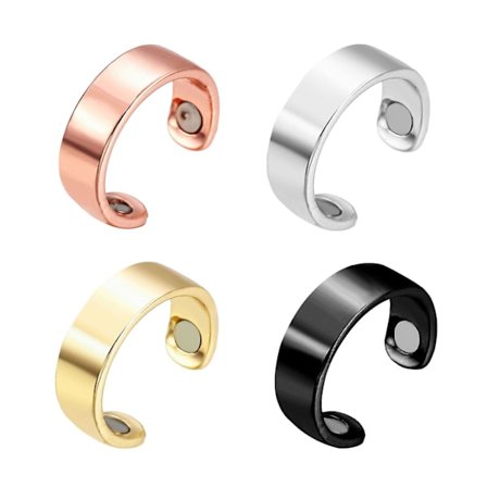 4 stk. Bred Åpen Magnetisk Ring Justerbar Lymfedrenasje Terapeutisk Unisex [DB]