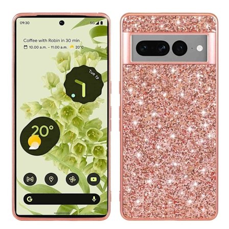 Glitter Google Pixel 7 Pro skal - Rosa
