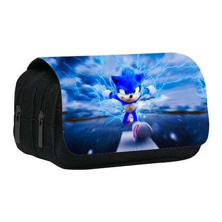 Sonic The Hedgehog Double Zip Boy Girls Large Pencil Case Pen Bag Student Stationery Bag