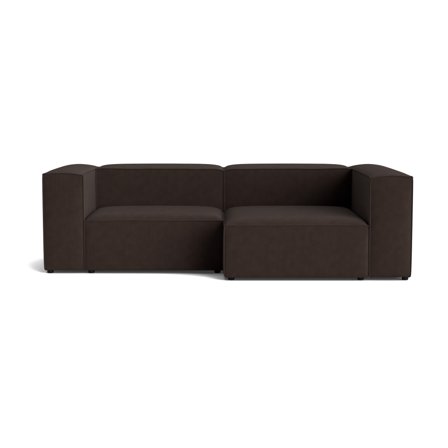 Lissabon Chaiselong Sofa, Højrevendt, Rebel Mørkebrun, Slidstærk Kvalitetsstof, 260x130x72cm - Sofa med Chaiselong & Krydsfiner Ramme