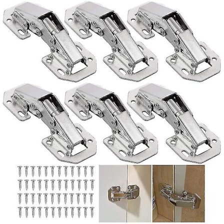 Invisible Hinge Furniture Door Corner Hinges With Hydraulic Damper Overlay Cabinet Hinges Folding Kitchen Hinges For Overlay Furniture Door (6 Pieces)