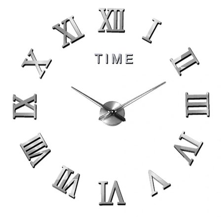 DIY Väggklocka, Modern Tyst Stor Väggklocka 3D Klistermärken Hemmakontorsinredning Present (Silver), A