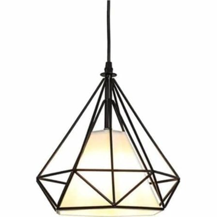 LED-pendel i diamantform, industriell stil, 25 cm, svart metall