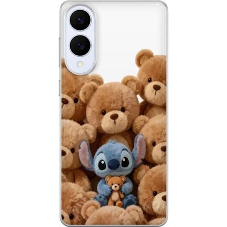 Kompatibel Mobilcover til Samsung Samsung Galaxy S25 Edge Sød og sikker illustration med Stitch omgivet af bamser, der skaber en varm og legende føl