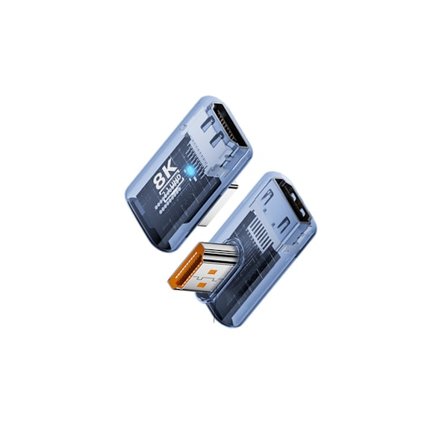 8K@60Hz HDMI 2.1 adapter UHD hun til han 90 graders venstrevinklet stik til PC og skærm - 3-pak Blue