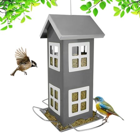 Hængende metalfuglehus med aftageligt tag