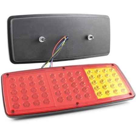 2x Bak LED 12V Lys, 3-Fokus Ultratynt Design for Lastebil, Tilhenger, Chassis, Dumper, Bobil, Campingvogn