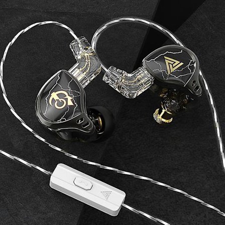 Q X Hbb In-Ear Hifi-hodetelefoner med ledning, 10 mm titanbelagt membran, dynamisk driver, bass, Hi-res lyd (FMY)