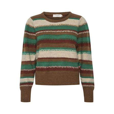 Cream Round-neck Strik Brun, Dame Striktrøjer