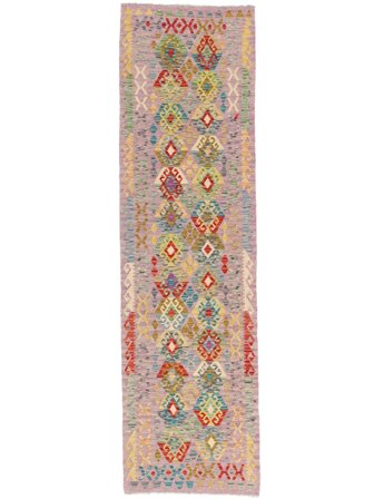 Hand Woven Kilim Afghan Old Style Rug 83X296 Wool Brown/Orange Small